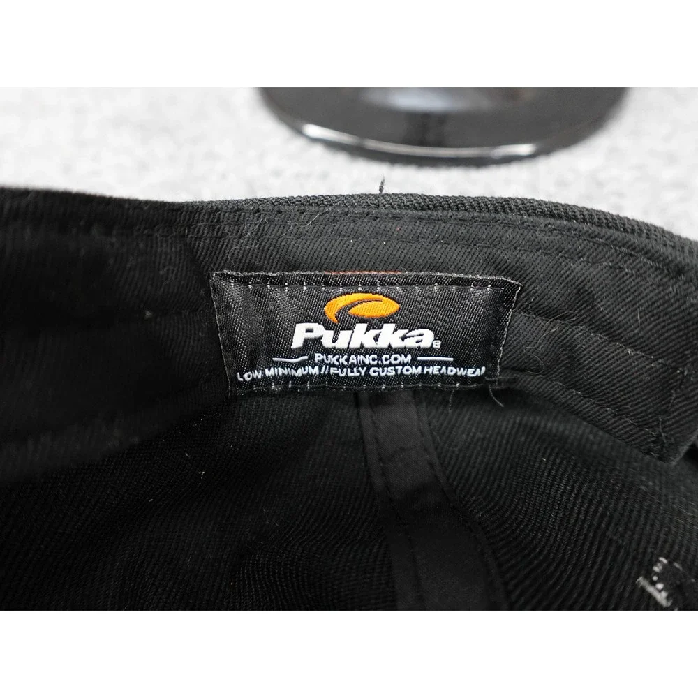 Pukka Baldor Snapback Hat Mens OSFM Black 3D Puff‎ Embroidery Flat Brim Cap
